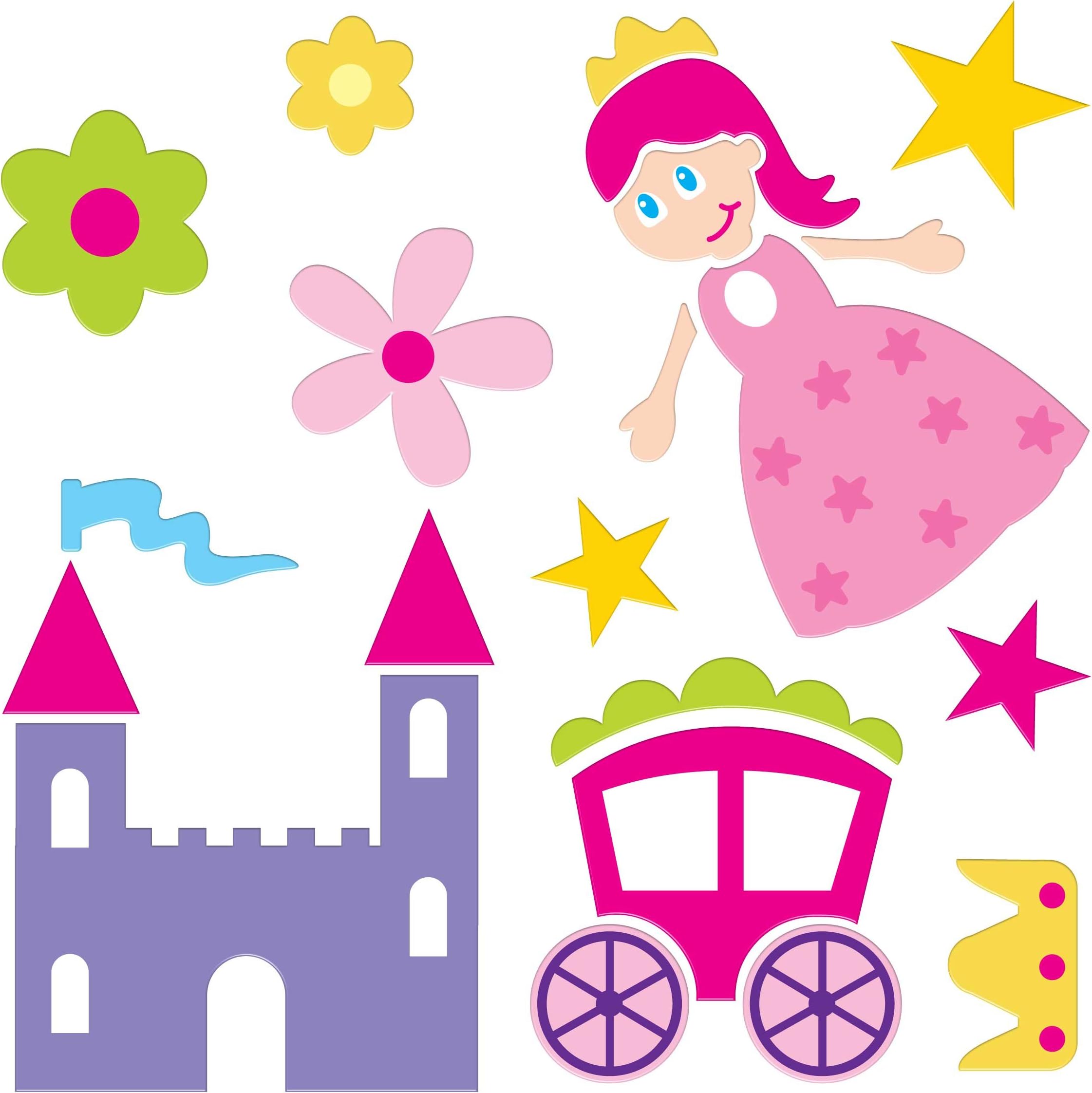 Gel Art Glitter Princess Window Decorations - Medium sized pack of 3D Printed Gels that stick to windows & mirrors etc