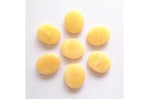 Bacatgem 7 Pcs Natural Yellow Jade Palm Pocket Stones for Good Luck,Yoga Meditation,Protection Chakra Stones,Feng Shui Ornament