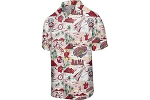 FOCO Men's NCAA College Team Logo Floral Tropical Thematic Stadium Print Button Up Shirt