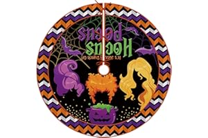 Fzbali Halloween Hocus Pocus Tree Skirt 48 Inches, Lace-up Sanderson Sisters Christmas Tree Skirt, Witches Spider Bats Artificial Large Tree Skirt Home Decoration Holiday Party Farmhouse Decor