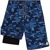 Reebok Boys Shorts - 2 in 1 Basketball Shorts with Compression Liner and Pockets - Gym and Running Boys Athletic Shorts