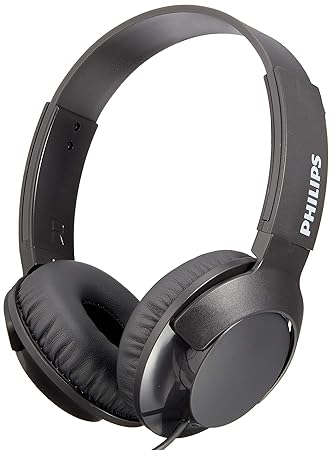 Philips SHL3075BK BASS+ On-Ear Kopfhörer mit Mikrofon (Geräuschisolation, satter Sound, starker Bass) schwarz