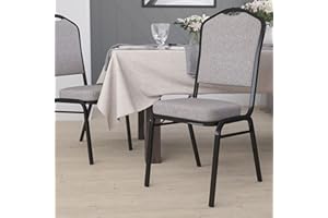 BizChair Crown Back Stacking Banquet Chair in Gray Fabric - Black Frame