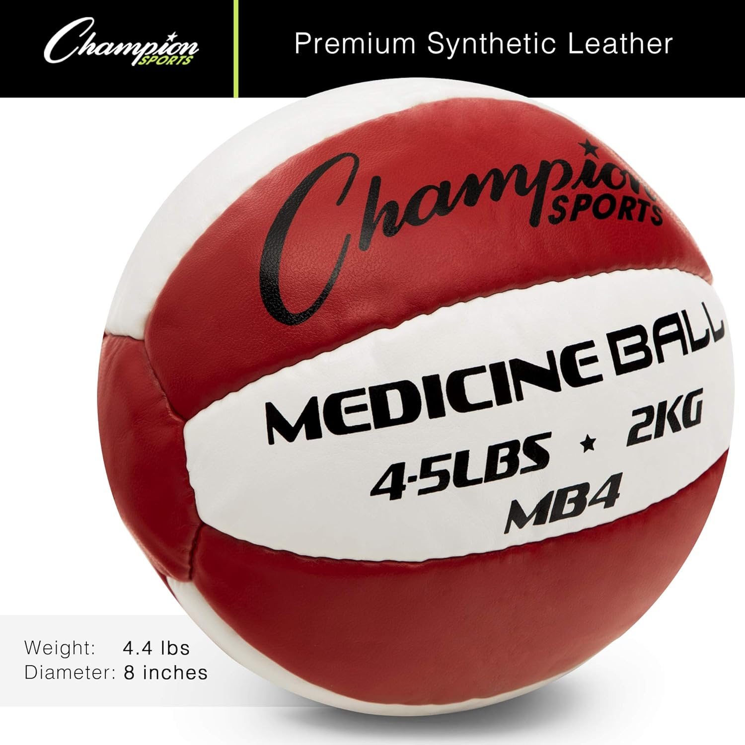 Champion Sports MB4 Exercise Medicine Balls, 4-5 lbs, Leather with No-Slip Grip for Weight Training, Stability, Plyometrics, Cross Training, Core Strength : Sports & Outdoors
