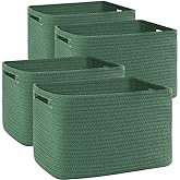 SIXDOVE 4 Pack Storage Baskets for Organizing, Woven Baskets for Shelves - Perfect for Toys, Books, Towels, and Clothes, Durable Gift Basket Bins Toy Storage, 12.7''L x9''W x7.8''H, Green