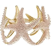 Alilang Womens Shiny Textured Starfish Stretch Bangle Cuff Statement Bracelet