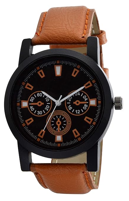 Style Keepers Presents Luxurious Slim Black Dial and Brown Stylish and Classy Looking Belt Analog Watch for Boys and Girls-O-6