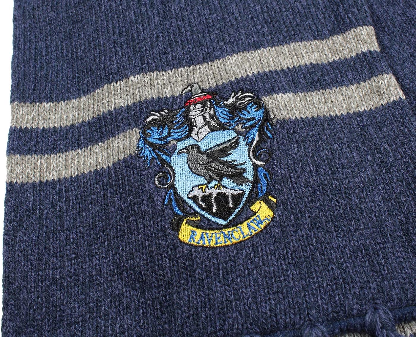 Harry Potter Hogwarts Houses Knit Ravenclaw Scarf & Pom Beanie Set (Ravenclaw): Clothing