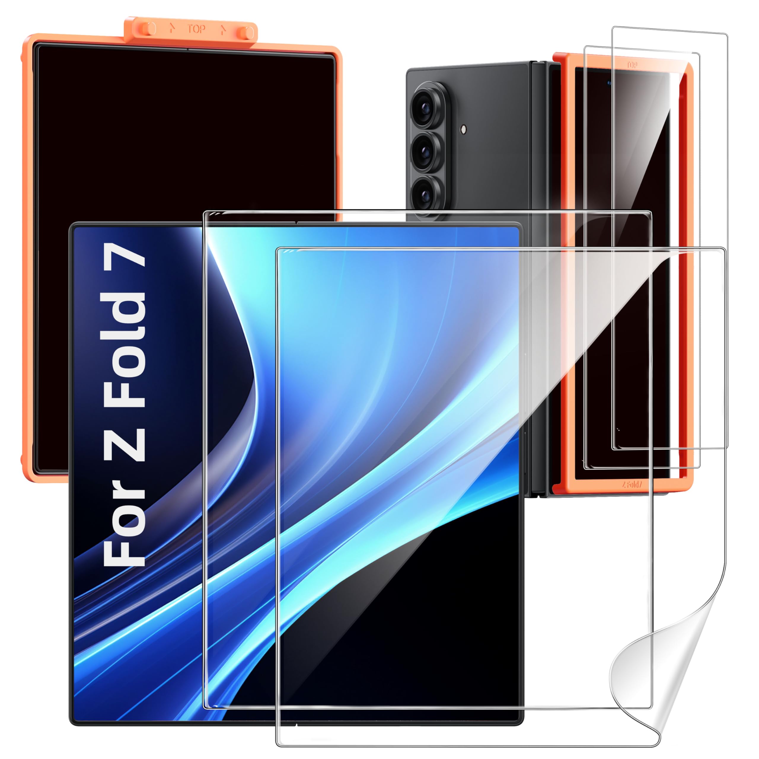 Photo 1 of Hoerrye for Samsung Galaxy Z Fold 7 Screen Protector - [with Auto Align Frame Accessories] [2 Pack Inside Flexible TPU Film + 2 Pack Front Tempered Glass] No Creases,No Bubbles,Case Friendly