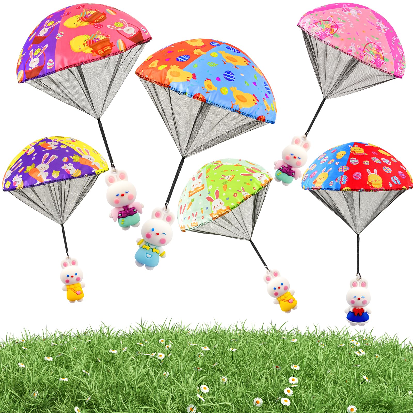 CPSYUB Easter Basket Stuffers Toys for Kids: Easter Parachute Toys for Kids - Easter Egg Fillers Ideas Gifts Outdoor Games for 4 6 8 10 12 Year Old Boys Girls (6 Pack)