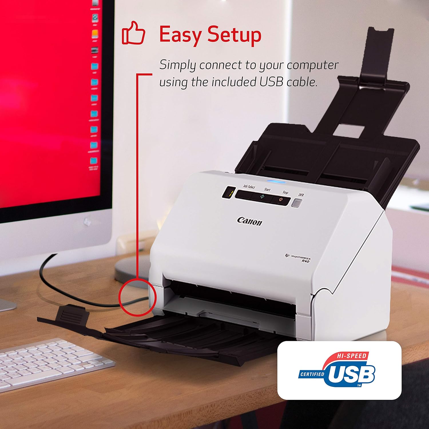 Canon ImageFORMULA R40 Office Document Scanner For PC and Mac, Color Duplex Scanning, Easy Setup For Office Or Home Use, Includes Scanning Software: Electronics