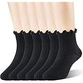 Saracat Age 3-10 Girls 100% Cotton Ruffle Socks, Cute Soft Breathable Frilly Dress Socks for Girls