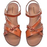 Ataiwee Women's Flat Slide Sandals - Comfortable Slip-On with Ankle Strap,Casual Open Toe Design,Hook-and-Loop Closure Summer Sandals.
