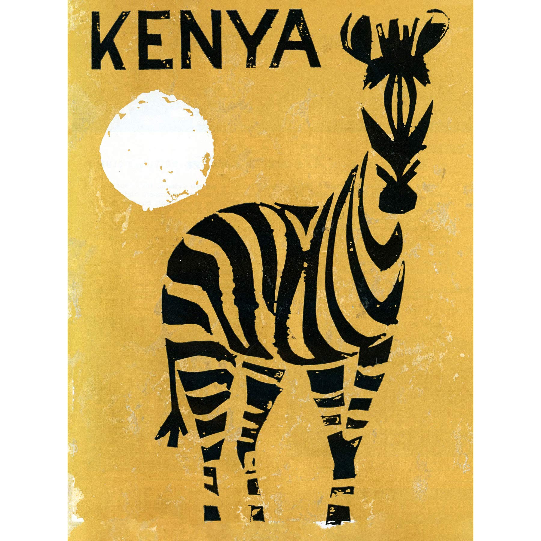 Wee Blue Coo Kenya Zebra Sun Travel Advert Premium Wall Art Canvas Print 18X24 Inch