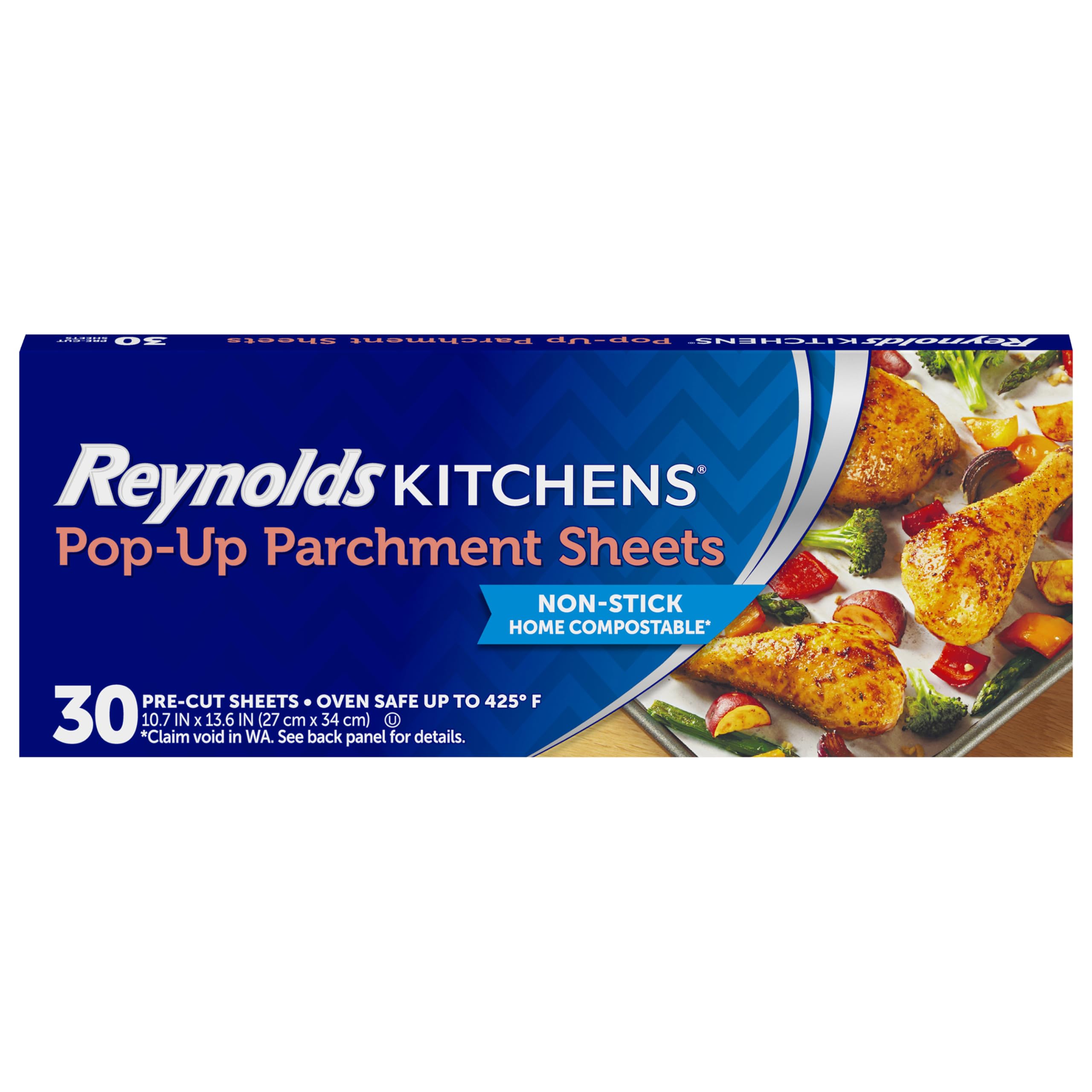 Photo 1 of Reynolds Kitchens Pop-Up Parchment Paper Sheets, 10.7x13.6 Inch, 30 Sheets