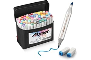 ABEIER 81 Colors Alcohol Markers Brush Tip, Brush & Chisel Dual Tip Sketch Markers for Artists, Plus 1 Blender Marker, Permanent Sketch Markers for Kids, Adults Coloring and Artist Illustration