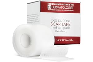 HealFast Physician Formulated Silicone Scar Sheets - Advanced Crosspolymer Medical Grade Silicone Scar Tape for Surgery, C Section, Keloids & Hypertrophic Scars - Silicone Tape For Scars