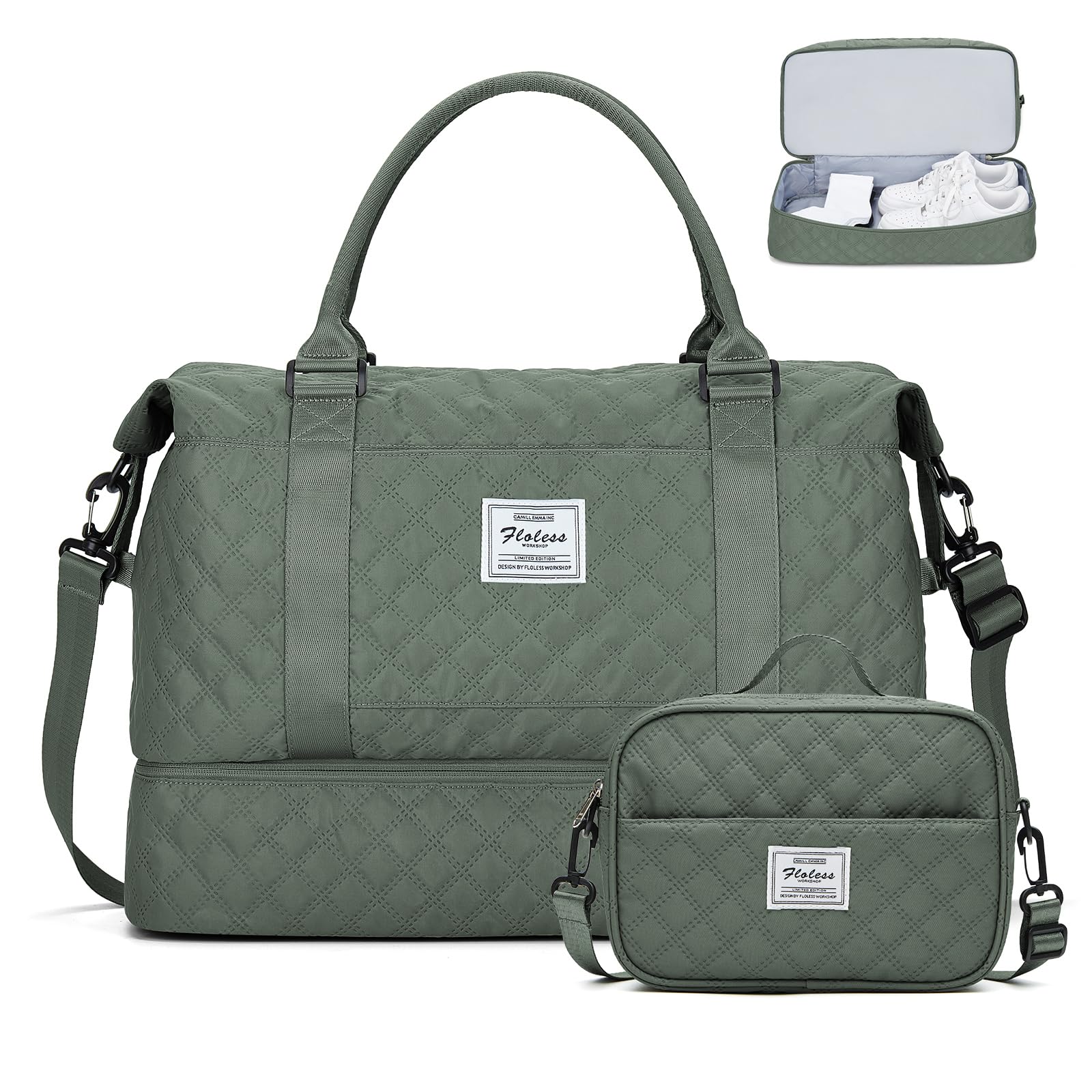 Photo 1 of Weekender Bags for Women, Carry-On Personal Item Bag, Overnight Travel Duffel Bag with Shoes Compartment &Trolley Sleeve