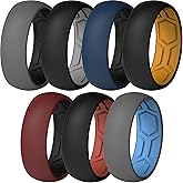 ThunderFit Men's Air Groove 7.8mm Wide 1.8mm Thick Silicone Rings, Variety Multipack 1-7