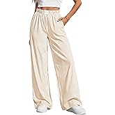 PRETTYGARDEN Womens Wide Leg Striped Pants 2026 Fall Casual High Waisted Baggy Palazzo Lounge Trousers Spring Fashion Bottoms
