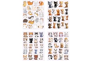 ARRUKI KIDS 405 PCS Cute Cat Sticker, 20 Sheets Scrapbook Stickers, Kawaii Stickers for Scrapbook Supplies Journal Planner Bottles Laptops Decors