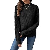 DancingYarns Womens Dressy Mockneck Cable Knit Long Sleeve Sweater Fall 2025 Oversized Chunky Ribbed Cuffs Knit Pullover