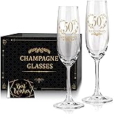 Tom Boy 50th Wedding Anniversary Champagne Flutes, Couple Gifts for Anniversary, Wedding Anniversary's Champagne Flutes Glasses Set of 2, Married Couples Gifts, Anniversary's 50th Gift for Parents