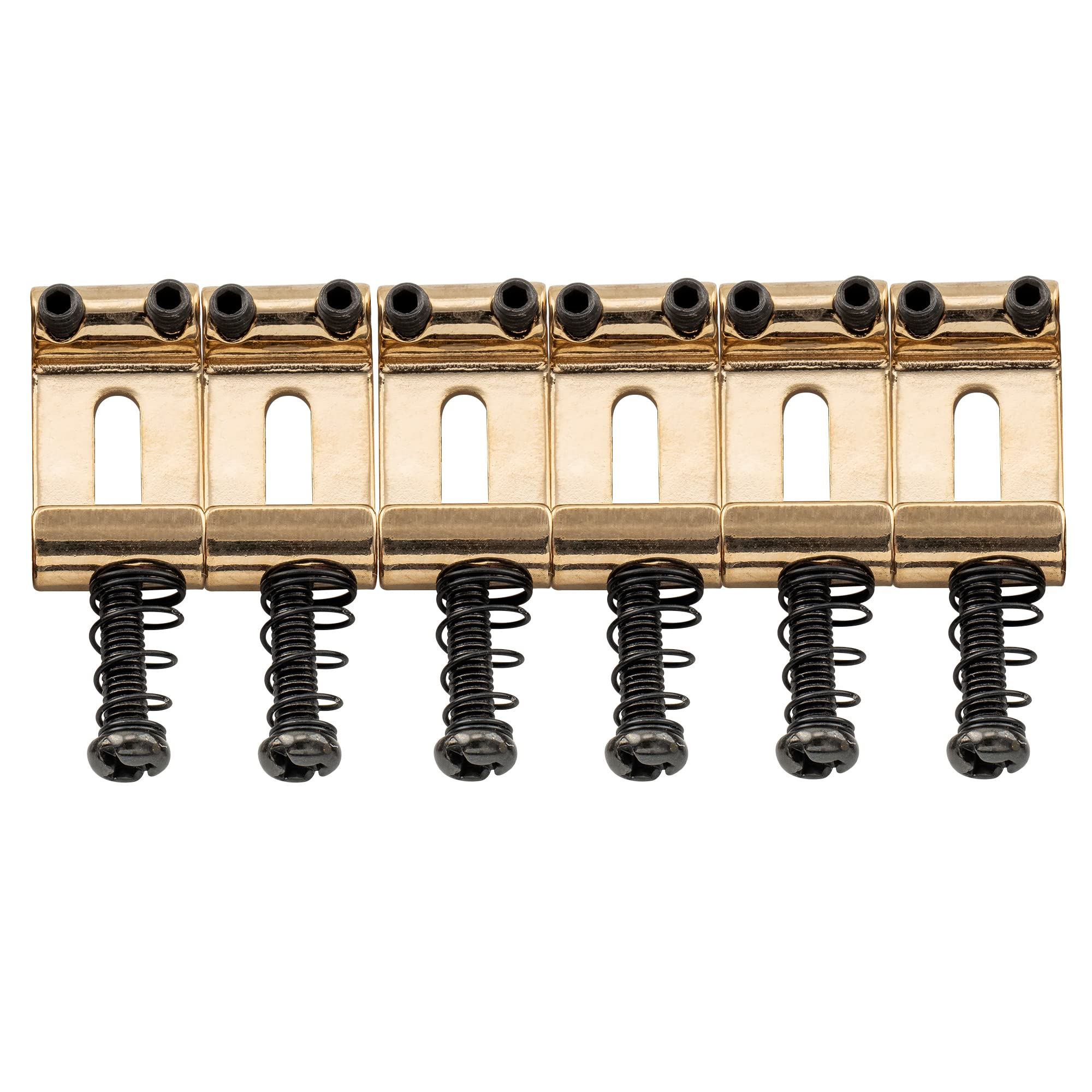 Musiclily Pro 11.3mm Steel Vintage Style Guitar Tremolo Bridge Saddles for Strat Stratocaster Electric Guitar, Gold(Set of 6)