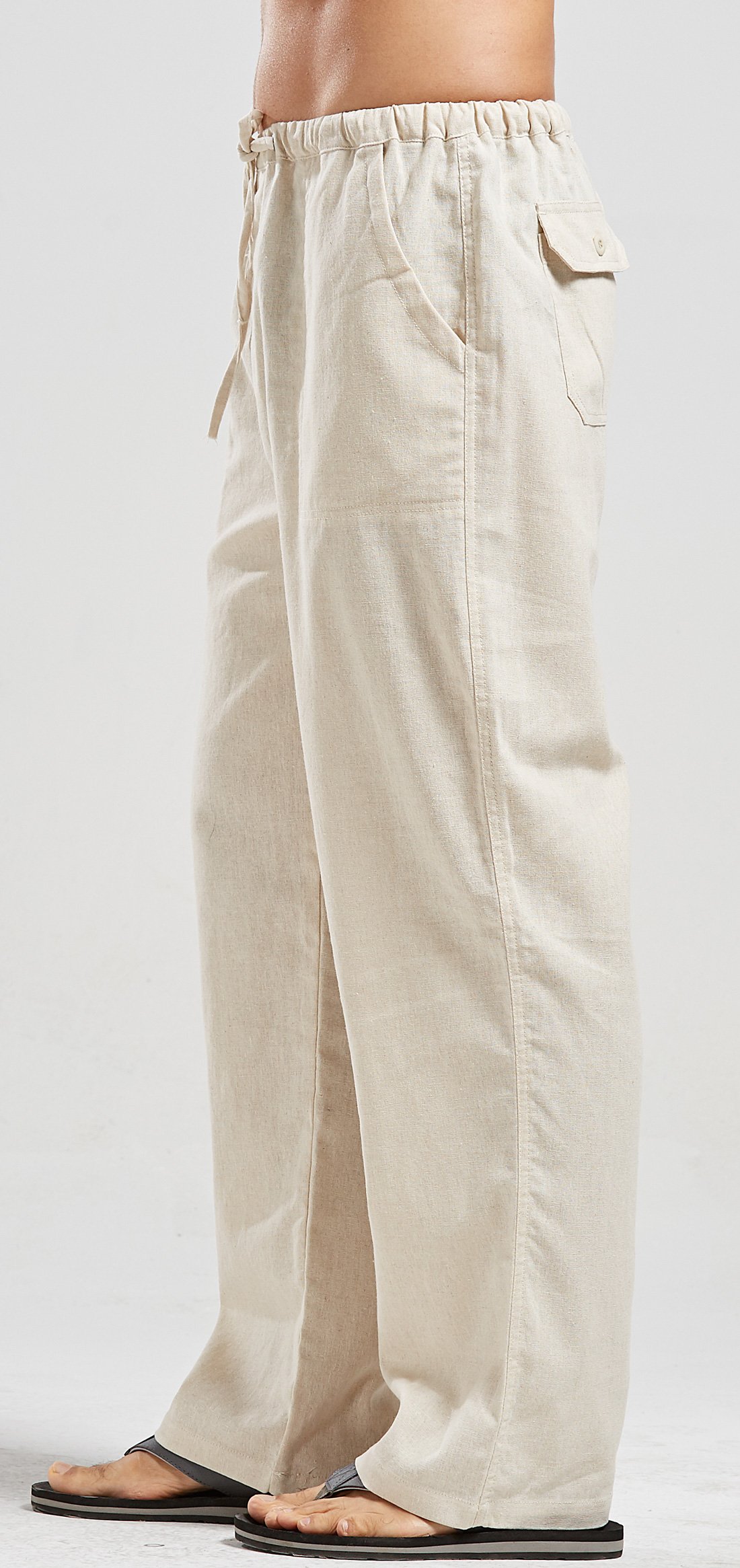 utcoco Qiuse Men's Casual Loose Fit StraightLegs Stretchy Waist Beach Pants Beachwear Central