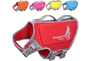 VIVAGLORY Lightweight Dog Life Jacket, Pet Life Preserver Life Vest Skin-Friendly Neoprene for Large Dogs with D-Ring and Quick Release Buckle, Red