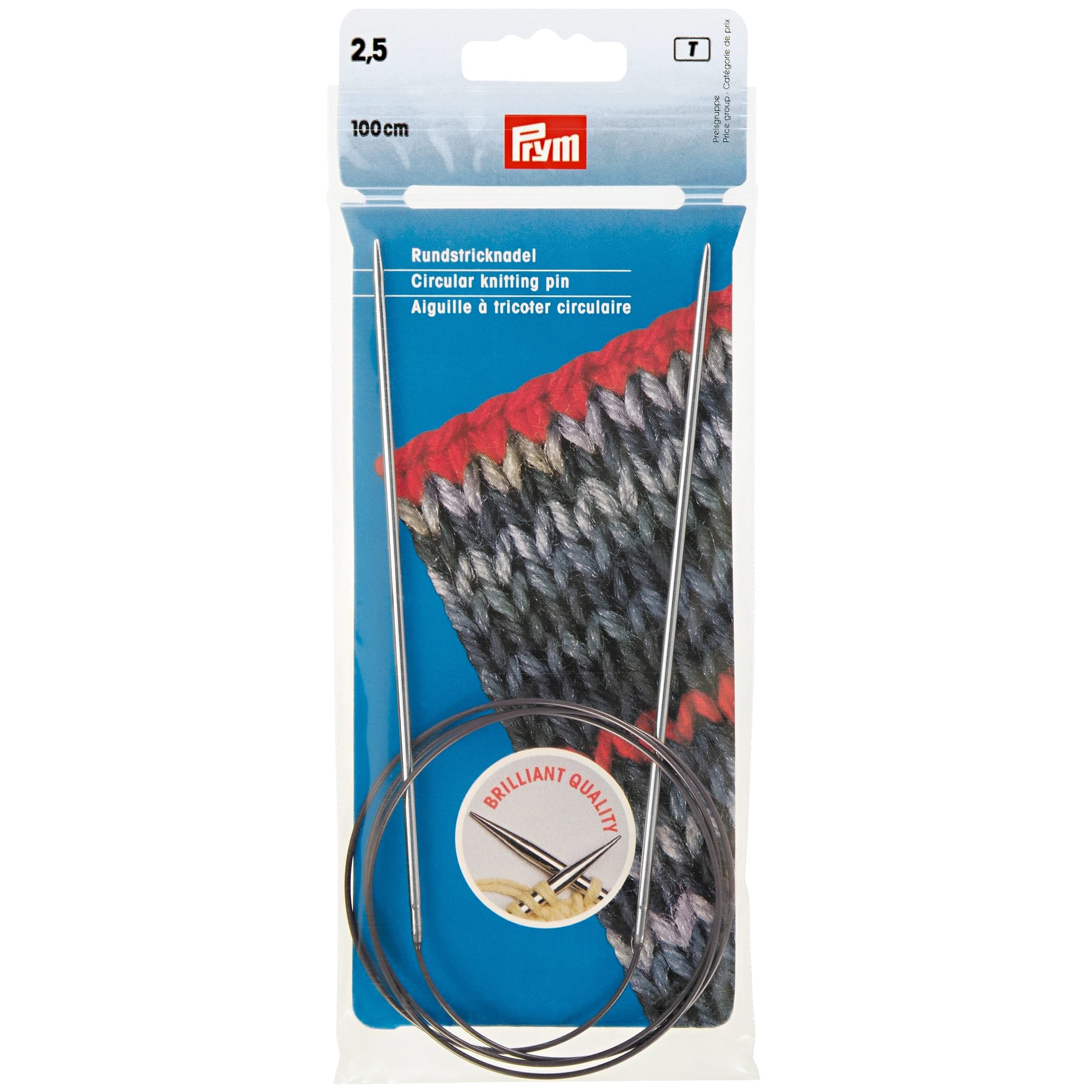 Circular Knitting pins Brass 100 cm 2.50 mm Silver col โ image 1