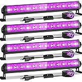 4 Pack 45W Black Light Bar with 6ft Cord+Switch, Each Light Up 25x25ft Area, LED Blacklight Flood Light for Neon Glow Party Body Paint Fluorescent Tapestry Poster Classroom Bedroom Halloween