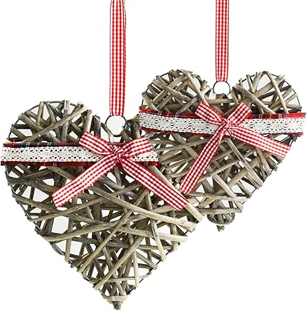 Maddma 2 Deko Herzen Weiden Herzen Landhausstil 20 25 Cm Tur Fenster Deko Rattan Herz Amazon De Kuche Haushalt