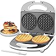 SugarWhisk Double Mini Waffle Maker Machine, Chaffle Maker, Waflera Electrica, Small Waffle Iron for Waffles, Keto Chaffles, Hash Browns, Cookies, 4 Inch