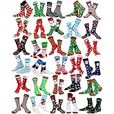 Vabean 60 Pairs Christmas Socks Gifts for Adults Colorful Novelty Holiday Crew Socks Festive Women Socks Office Gifts for Men