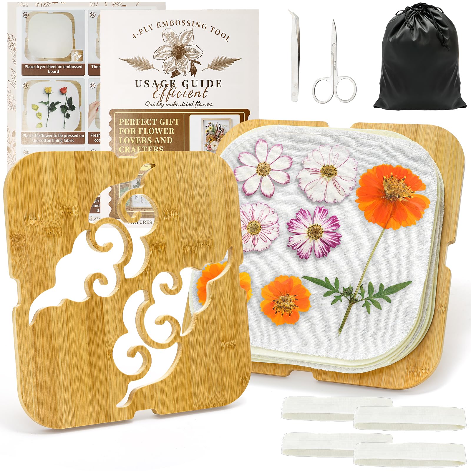 Photo 1 of Noamus 25Pcs 4 Layers Microwave Flower Press Kit, 11" x 11" Wooden Floral Pressing Tool, Extra Large Plant Preservation Kit, Fast Dried Leaf Making DIY Set with Storage Bag for Adults, Art Crafts