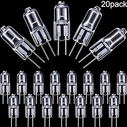20 Stücke G4 Halogen Glühlampen Klar Kapsel Ersatz für Herd Beleuchtung, Signalleuchten, Energieklasse C (20 Watt 12 V)