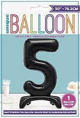 Unique Black Standing Number 5 Foil Balloon 30 Inch Packaged view 2