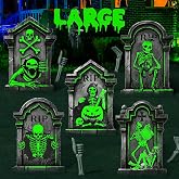 25.2in Halloween Tombstones Outdoor Decor Glow in The Dark - 5PCS Large Tombstones for Graves Halloween Gravestones Decorations Yard Signs