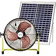 lcocove Solar Powered Fan, Battery Operated Outdoor Fan Can Running 5-24 Hours, Solar Fans For Shed,Home，Ouside,Camping，Solar fan with USB Output For Emergency Situation Without Electric (yellow)