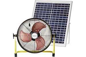 lcocove Solar Powered Fan, Battery Operated Outdoor Fan Can Running 5-24 Hours, Solar Fans For Shed,Home，Ouside,Camping，Solar fan with USB Output For Emergency Situation Without Electric