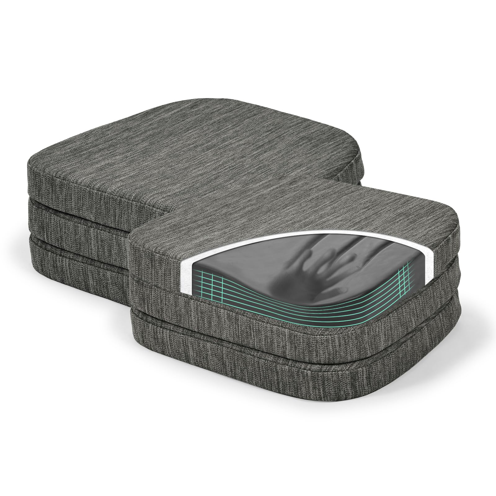 Photo 1 of baibu Kitchen Chair Cushions Set of 6, Dual-Layer Patented Design Memory Foam Dining Chair Pads with Ties and Washable Cover, 6 Pack, 17" x 16" x 2", Grey