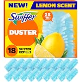Dusters Refill for Cleaning, Feather &amp; Microfiber Duster Disposable Alternative, for Dusting Furniture, Blinds, Ceiling Fans, Walls, Helps Remove Allergens, New Lemon Scent, 18ct