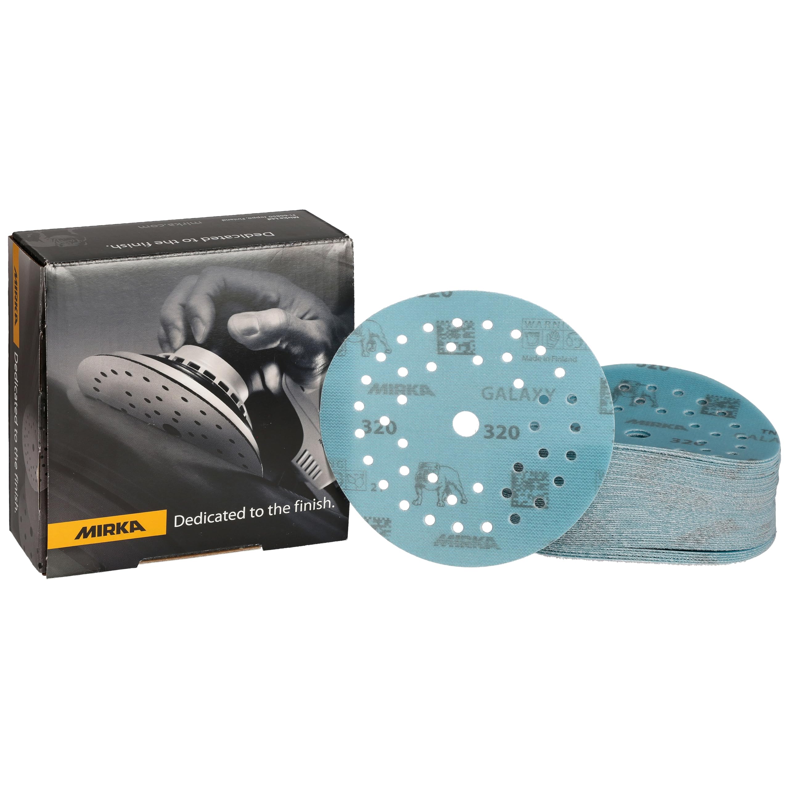 Mirka Galaxy epoxy sandpaper 125mm Hook & Loop grit 320 for sanding epoxy resin, wood, epoxy, rivertable / 50 pcs sanding discs — image 1
