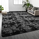 Deerhoo Large Shag Area Rugs 6 x 9, Tie-Dyed Plush Fuzzy Rugs for Living Room, Ultra Soft Fluffy Furry Rug for Bedroom, Indoor Carpet Nursery Rugs for Kids Room Home Decor, Dark Grey
