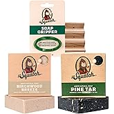 Dr. Squatch Basic Squatch Forest Pack - Pine Tar and Birchwood Breeze - Handmade Bar Soap With Organic Oils, Soap Gripper and Saver