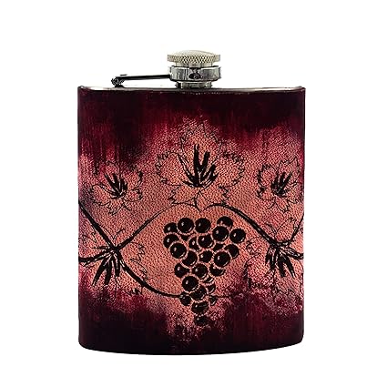 VINAY AND VIJAY Personalized Vintage Wine Grapes with Leaf Hip Flask for Men Personalized Gifts for Husband
