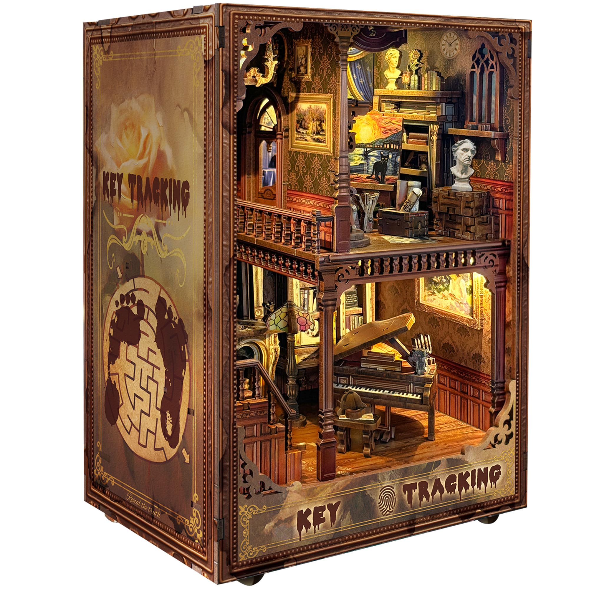 Book Nook Kit for Adults, Booknook DIY Miniature House Kit, Mini House Bookshelf Decor 3D Wooden Puzzle, Birthday Gift for Family, Friends - Key Tracking — image 1