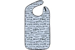 Classic Bib Designs Adult Bibs for Eating: Reusable with Crumb Catcher Pocket - For Men and Women
