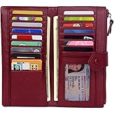 Bveyzi Women Soft Leather RFID Blocking Bifold Slim Wallets Ladies Credit Card Holder Double Zipper Pocket | Soft, RFID Blocking, Bifold, Slim, Credit Card Holder, Double Zipper Pocket